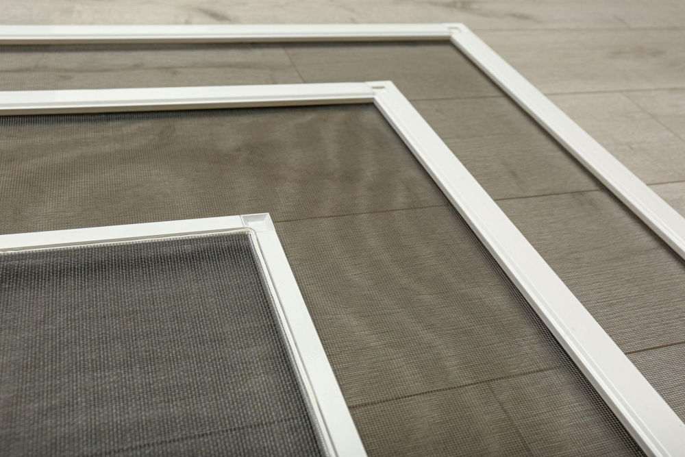 Window screen frames and mesh Window screens with white frames