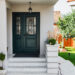 Black front door at a Canadian home entrance