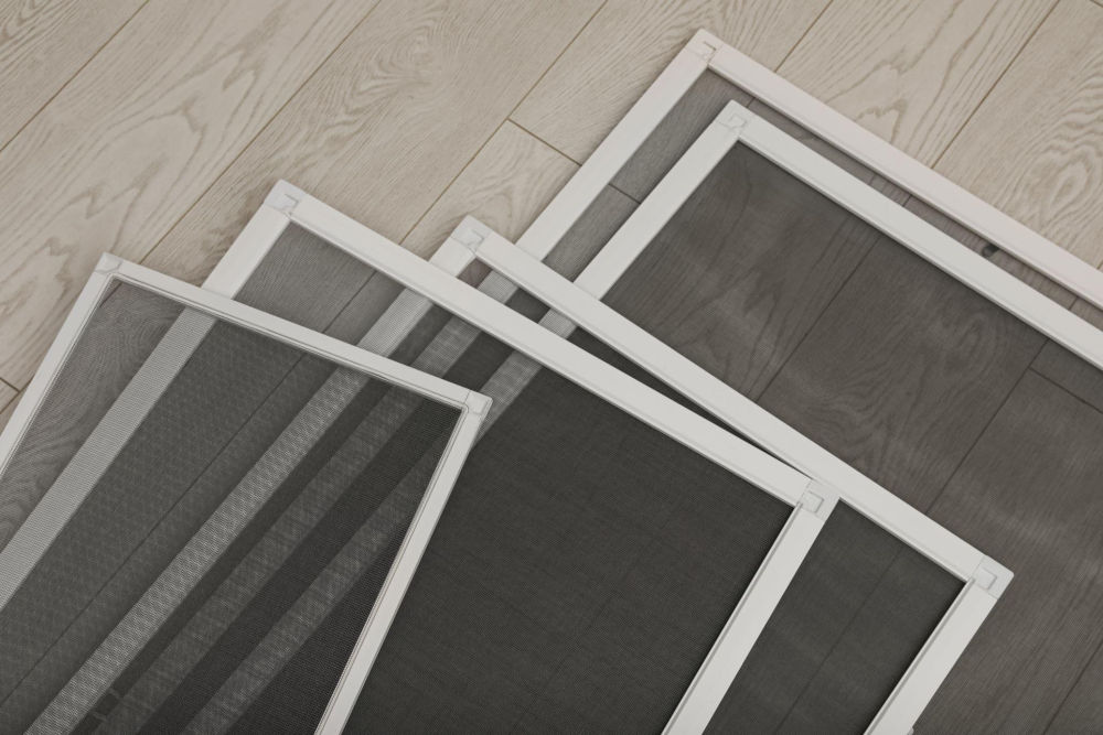 Window screens removed for seasonal maintenance and cleaning